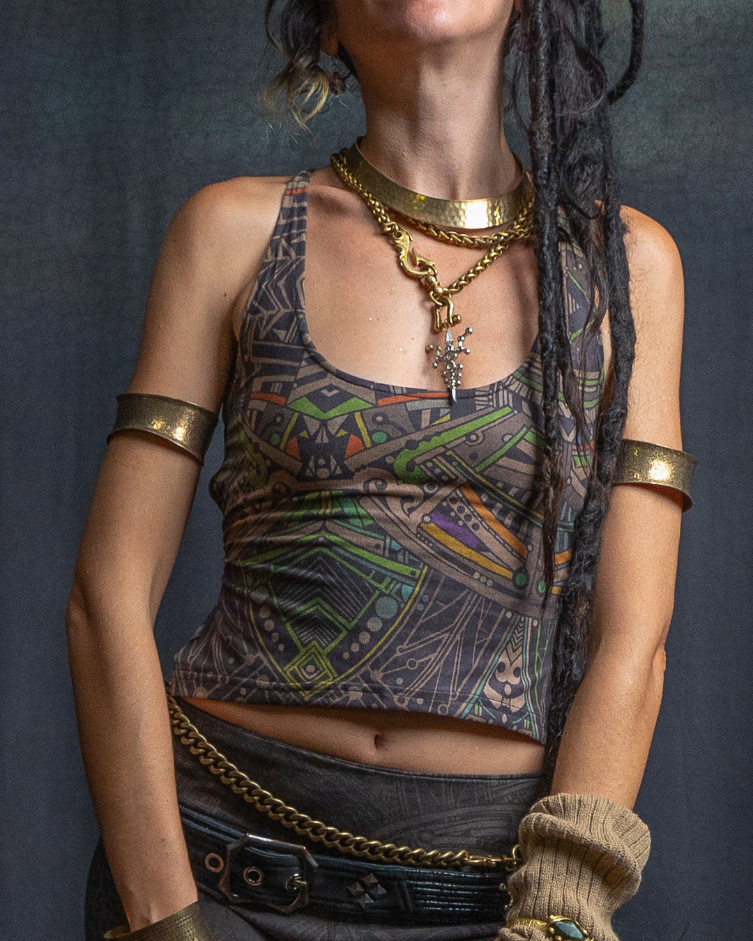 Woman Crop Top Open Back / Fake Leather - POPPYFIELDS